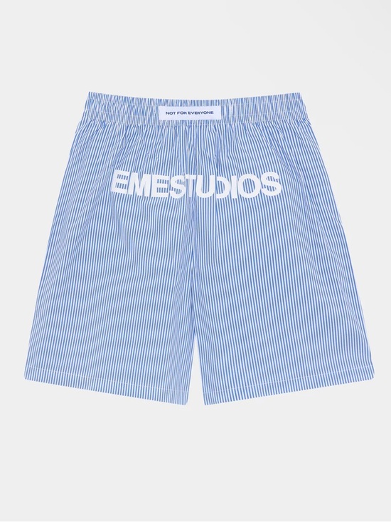 Eme Studios Pants - Eme Studios Jammies LS Blue Striped Cotton Logo Boxer Shorts NEW Size 40